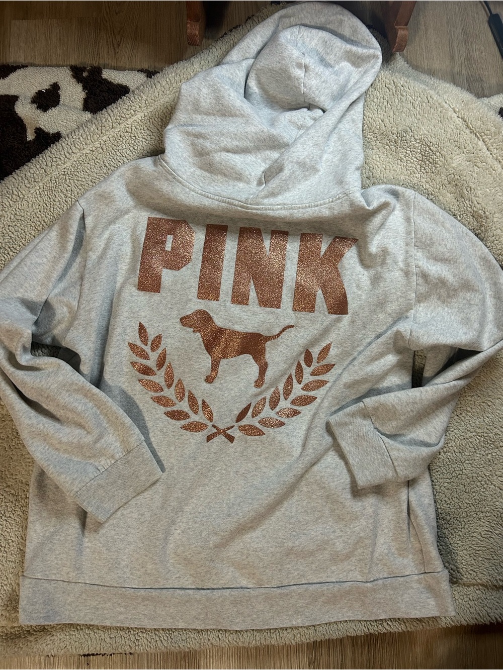 PINK y2k Victoria's Secret Light Gray Fleece Hoodie